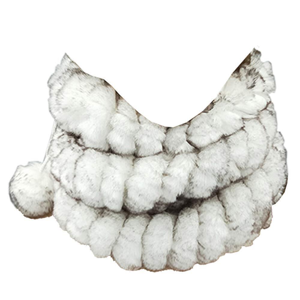1542 Yu He Rabbit Fur Real Knit Fur Neck Warmer Scarf Winter Beanie Hat